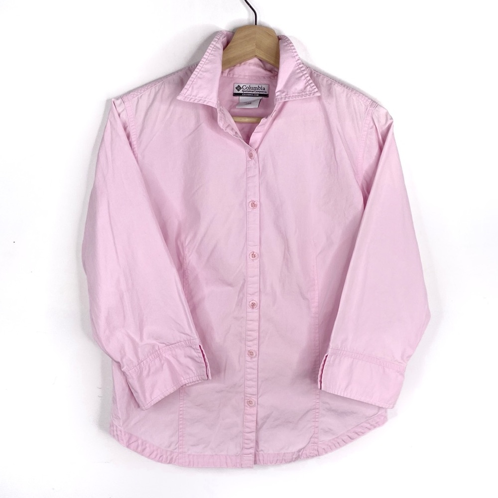 Columbia Halifax Quarter Sleeve Pink Button Up